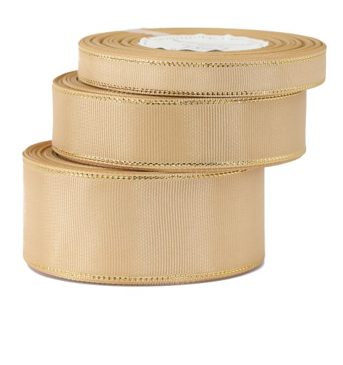 Pevná grogrénová stuha s pruhmi ZLATÉ PRÚŽKY 38mm/18mb 12 farieb na výber