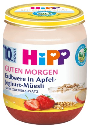 HIPP BIO Cereálne raňajky Müsli Jahody Jablkový jogurt 10m