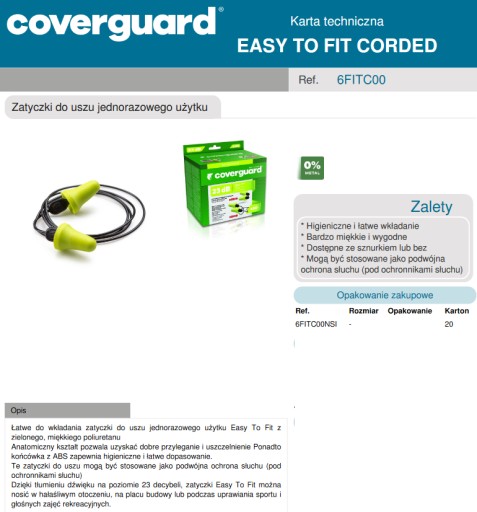 COVERGUARD EASYFIT LINE STOP ZÁSTRČKY 50 párov