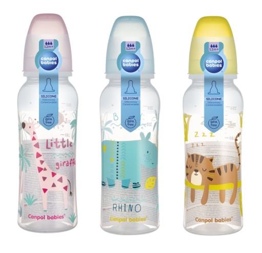 CANPOL NARROW BOTTLE 250ML cumlík 12m nosorožec