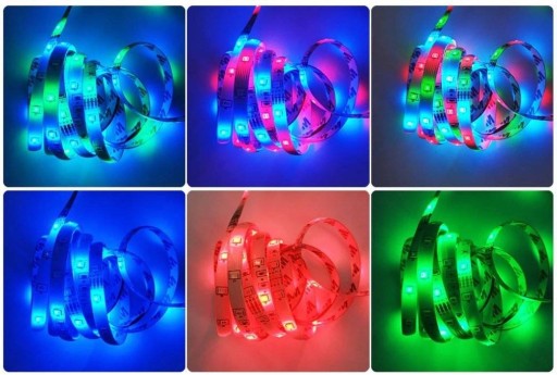 VODEODOLNÉ FAREBNÉ LED VODEODOLNÉ RGB LED PÁS 5m S PÁSKOM NA DIAĽKOVÉ OVLÁDANIE 230