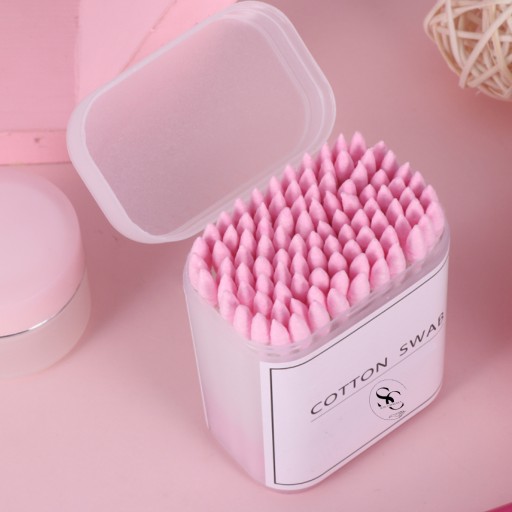 Ružové kozmetické tyčinky, organická bavlna Ružová 200ks Seol Cosmetic