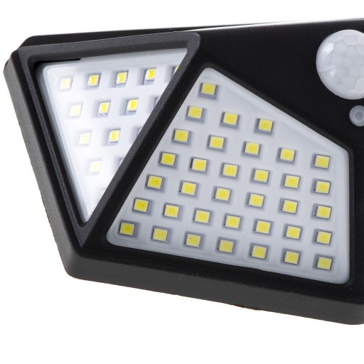 Solárne fasádne nástenné svietidlo, pohybový a súmrakový senzor, 100 LED