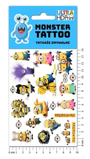 UMÝVAJÚCE DOČASNÉ TETOVANIE PRE DETSKÉ DETSKÉ MINIONY, ORIGINÁLNE DIZAJNY