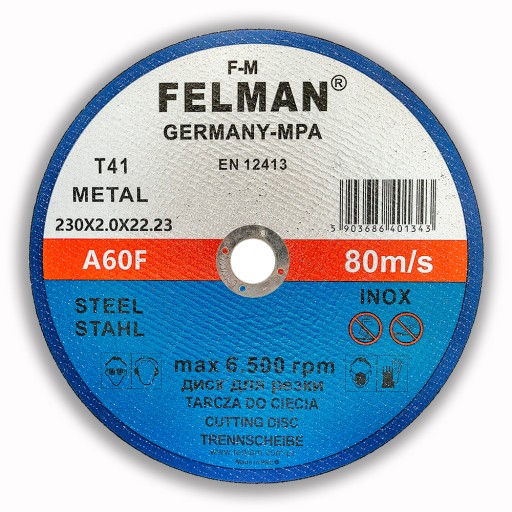 Nerezový kovový rezací kotúč inox 230 x 2,0 FELMAN