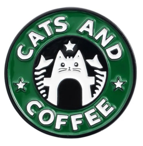 ŠPIČKOVÝ KOVOVÝ ODZNAK MAČKA CATS MAČIACA LABA LABA KÁVA Starbucks