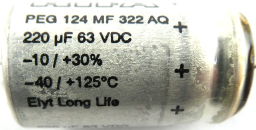 RIFA axiálny elektrolyt 220uF 63V DC 30% 1ks.