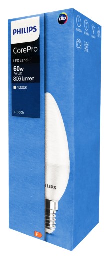 LED žiarovka svetelný zdroj CANDLE E14 B38 7W 4000K 806lm CorePro ND