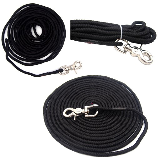 Cvičné vodítko, pre psov, čierne, lano, S–L: 10 m/? 6 mm