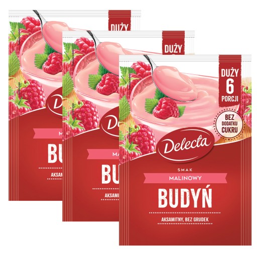 Delecta malinový puding 3x64g malinový bez hrudiek, zamatový, lahodný