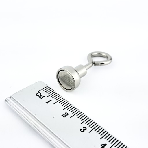 SILNÝ NEODYMOVÝ MAGNET 12 MM S ZATVORENÝM HÁČKOM KAPACITA 5 KG - 2 KUSY