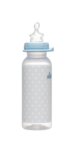 NIP Štandardná fľaša 250 ml, chlapec, 0-6m, M silikónový cumlík