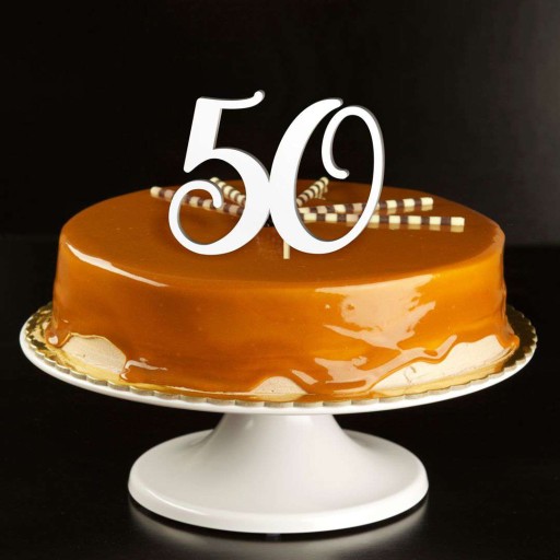 DEKORÁCIA laminátová torta TOPPER ČÍSLO 50 biela