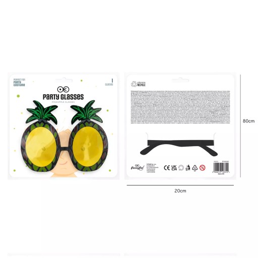 Poháre v tvare ananásu, okrúhle, žlté, 14 cm