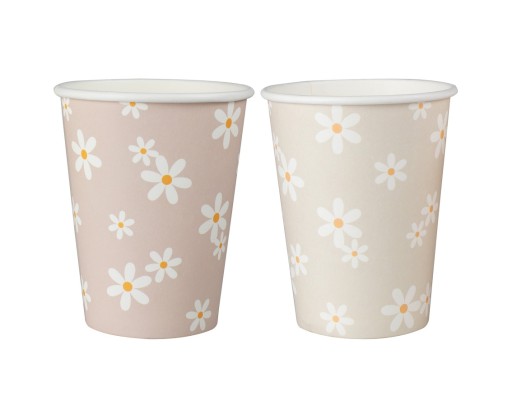 Poháre Papierové poháre Daisies Ružový riad 8 ks.