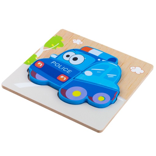 DREVENÉ BLOKY VZDELÁVACIE PUZZZLE POSTAVKY POLICAJTICKÉ AUTO MONTESSORI
