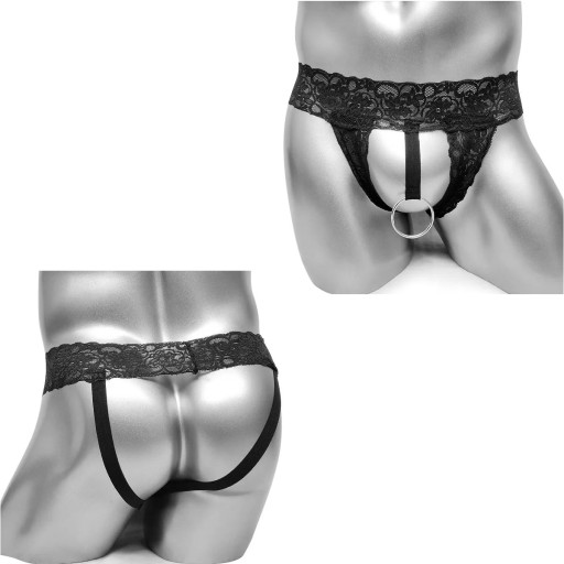 SEXY PÁNSKE ČIPKOVANÉ NOHAVIČKY S KRÚŽKOM NA PENIS A OTVORENÝM ZADKOM