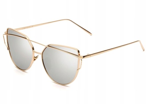 Dámske zlaté glam oko kovové mačacie okuliare UV400 SLR Gold BOHO