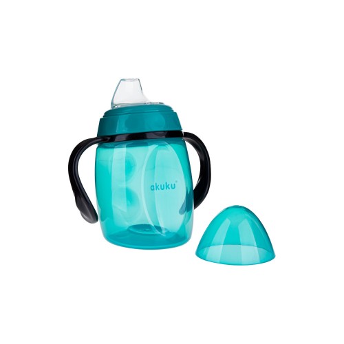 AKUKU STRIEBORNÝ HRNČEK S MÄKKÝM SILIKÓNOVÝM NÁDOBOM + ÚSTA 280ml A0366