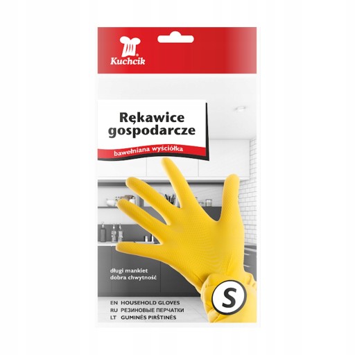 Rukavice do domácnosti, opakovane použiteľné gumené rukavice, žlté, veľkosť S