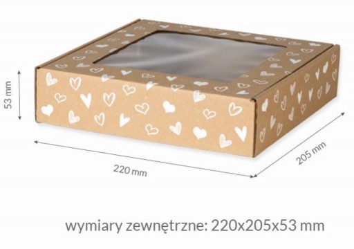 KRABIČKA S OKNOM SRDIEČSKÁ POTLAČ NÁDOBKA 20x20x5 na darček
