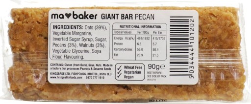 MaBaker Pecan Giant Bar 90g