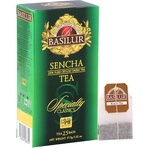 BASILUR SENCHA ČAJ ZELENÝ BEZ PRÍDAVNÝCH LÁTOK BASILUR 25 VRECOV