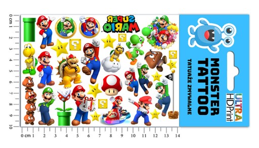MEGA SADA NÁLEPOK + TETOVANIE SUPER MARIO BROS