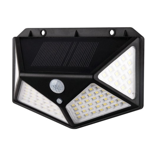 LED SVIETIDLO S POHYBOVÝM A SÚMRAKOVÝM SENZOROM SOLÁRNE 100LED NÁSTENNÉ SVÍTIDLO