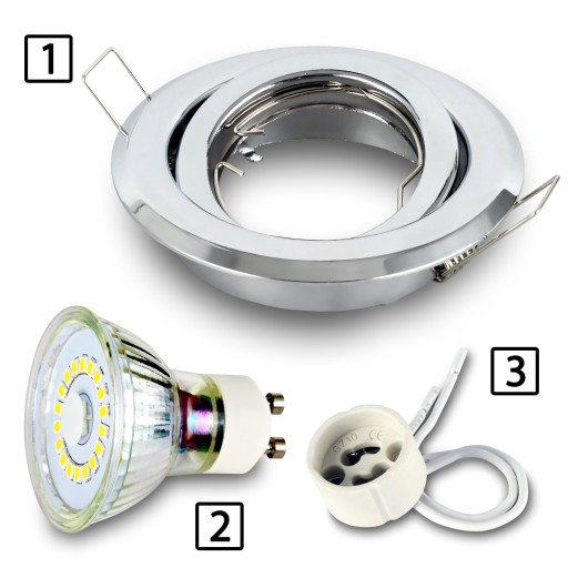 KčO halogénové nastaviteľné svietidlo CHROME + GU10 5W teplá LED žiarovka