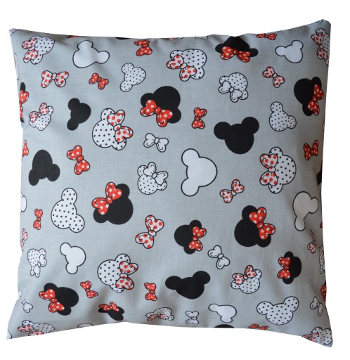 Bavlnená obliečka na vankúš Minnie Mouse červená a sivá