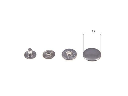 Stláčacie gombíky ALFA, kovové patentky, 17mm, STRIEBORNÉ, 10 sád