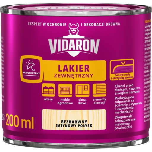 Priehľadný saténový lesklý lak Vidaron 200 ml