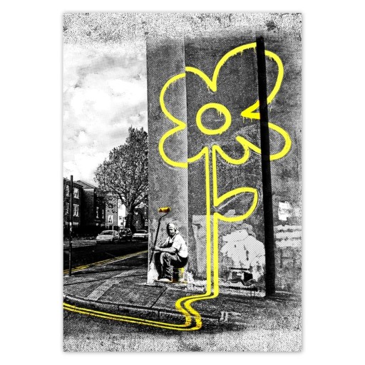 Samolepky A5 PION Banksy žltý kvet
