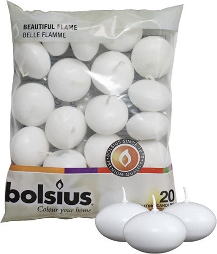 Plávajúce sviečky WHITE BOLSIUS, 20 kusov