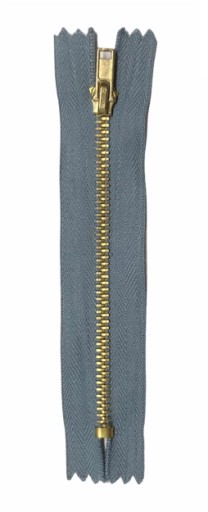 Sivý nerozoberateľný kovový zips, 18 cm