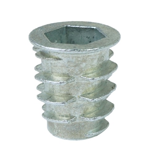10x M10 x 20 mm nástrčná oceľová nábytková vložka skrutkovaná do dreva, typ DC