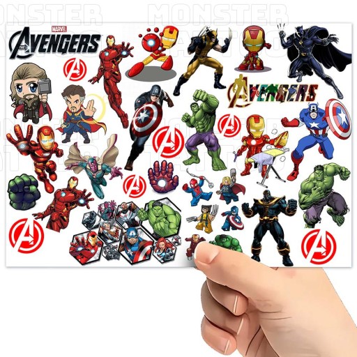 UMÝVAJÚCE DOČASNÉ TETOVANIE PRE DETI DETSKÉ AVENGERS ORIGINÁLNE DIZAJNY