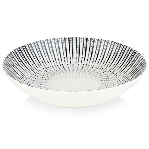 VEČEROVÝ tanier, hlboký, veľký, na polievku, porcelán, biely, čierny, 750 ml