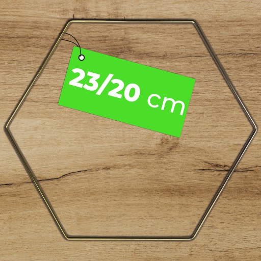 KOVOVÝ Prsteň pre lapačov snov MACRAME ŠESTUHÓN ZLATÝ LESK 23 CM Z DRÔTU