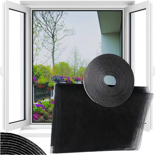SIEŤKA PROTI HMYZU OKENNÁ 130x150 + VELCRO ČIERNY PROTI HMYZU A KOMÁROM