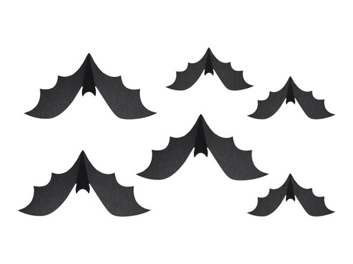 Papierová dekorácia Netopiere, 19-29 cm, čierna (