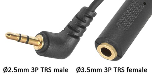 Adaptér JACK 2,5/3P/zástrčka-3,5/3P/TRS zásuvka 0,1m lomená DELOCK