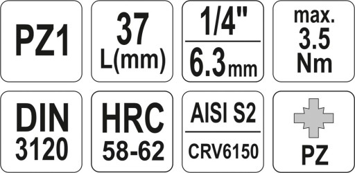 YATO - POZIDRIV PZ1 L-KĽÚČ 1/4'' BIT
