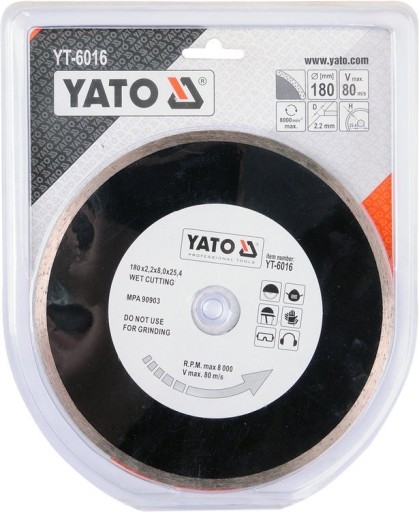 DIAMANTOVÝ DISK NA DLAŽDIČKY BRAVOVÉHO SKLA 180mm YATO