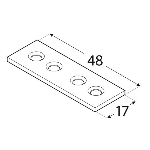 Rovná plochá spojka LW50 48x14x1,5mm pre úzke strany dosiek, platní