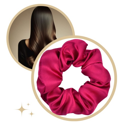 SATIN scrunchies gumička do vlasov, ružová, BEZPEČNÁ, lesklá, KOMFORTNÁ