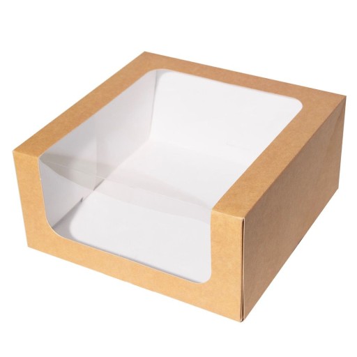 Tortová krabička s okienkom - kraft 25 x 25 x 12 cm