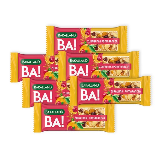 Cereálna tyčinka Bakalland Ba s brusnicou a pomarančom! 6 x 40 g raňajkovej tyčinky