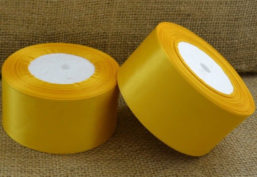 Ozdobná saténová stuha na ozdobu, 38mm, 32mb, tmavo žltá